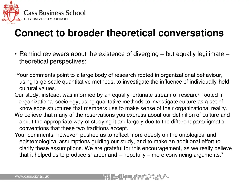 connect to broader theoretical conversations 2