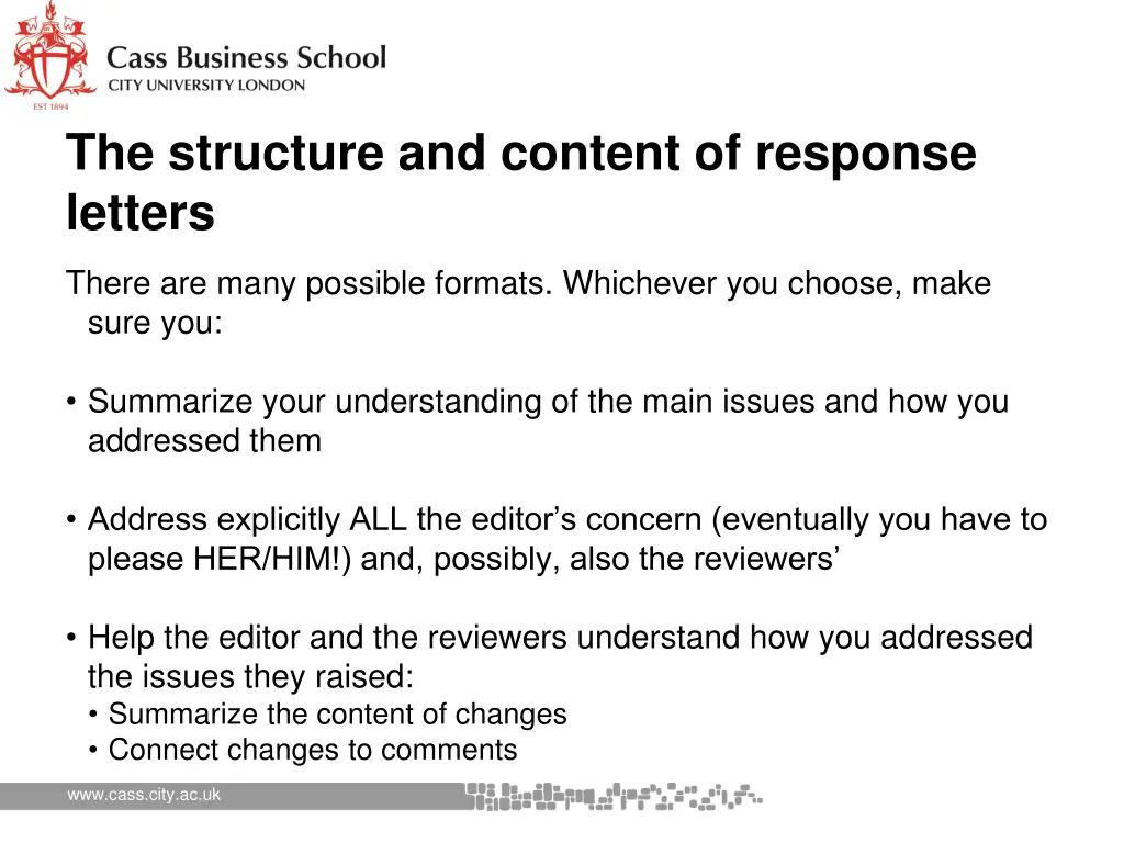 the structure and content of response letters