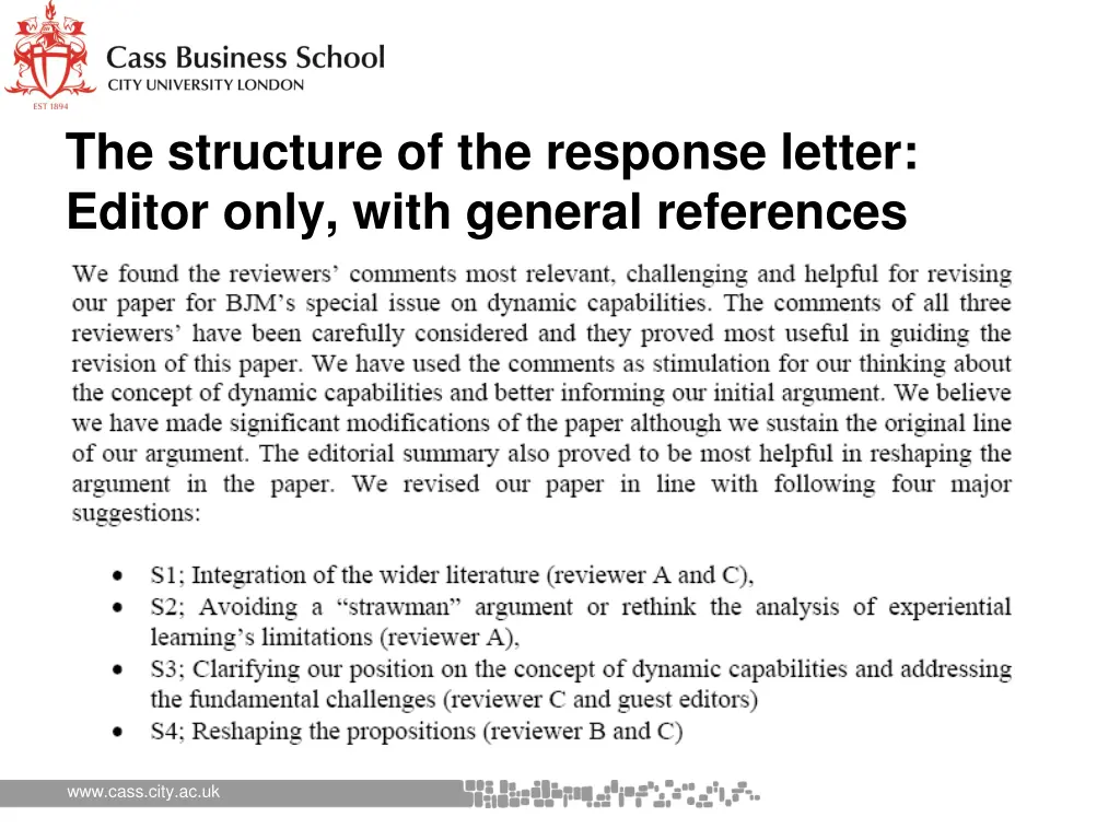 the structure of the response letter editor only