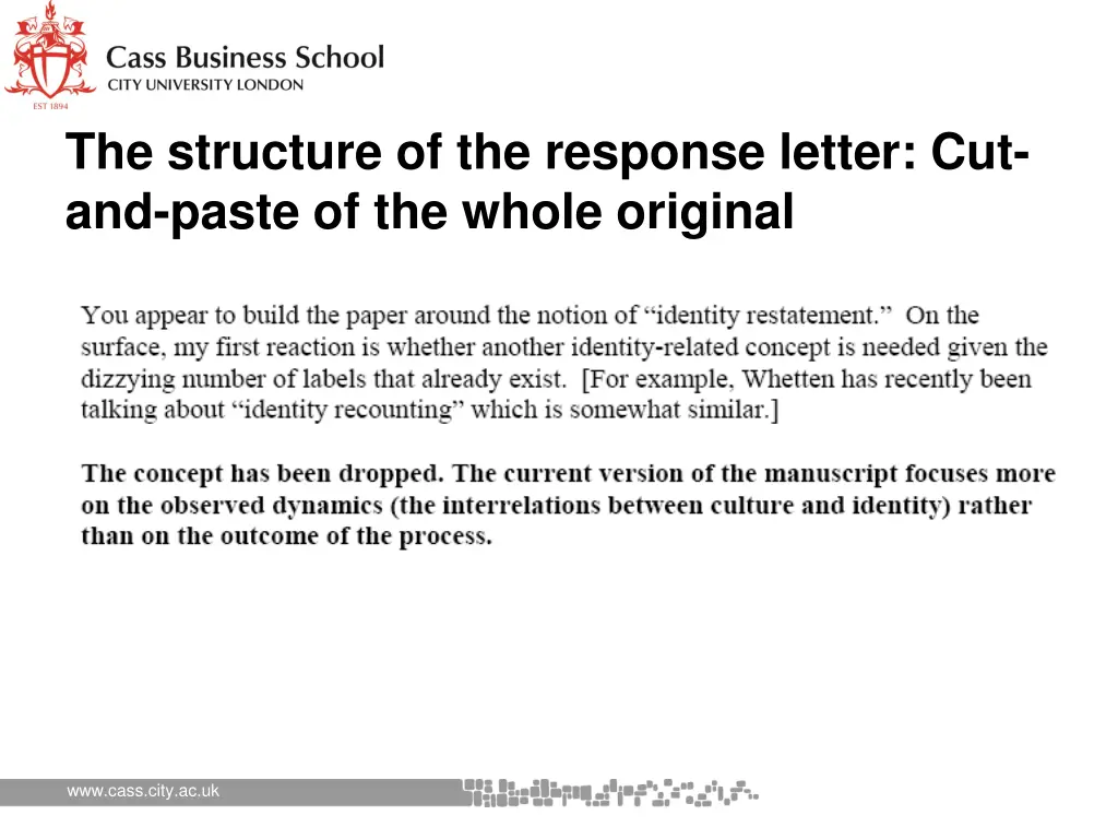 the structure of the response letter