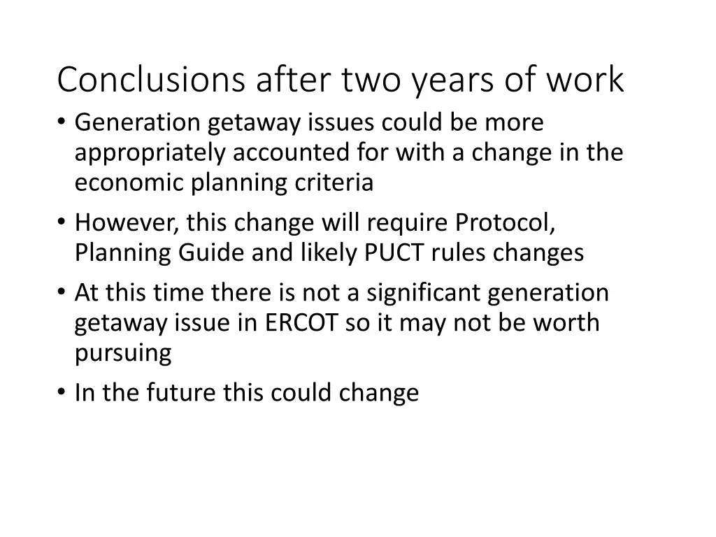 conclusions after two years of work generation