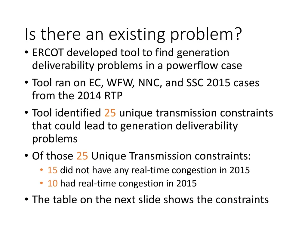 is there an existing problem ercot developed tool