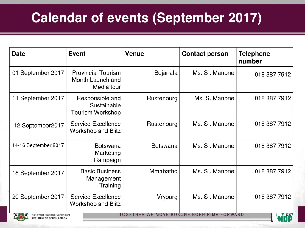 calendar of events september 2017