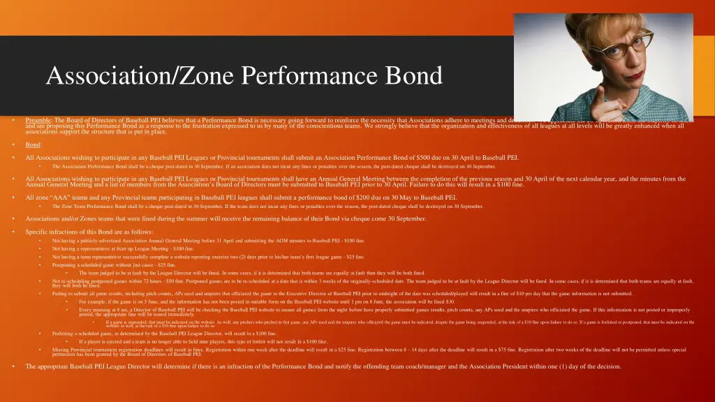 association zone performance bond