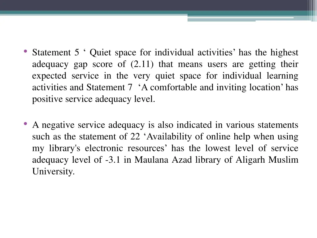 statement 5 quiet space for individual activities