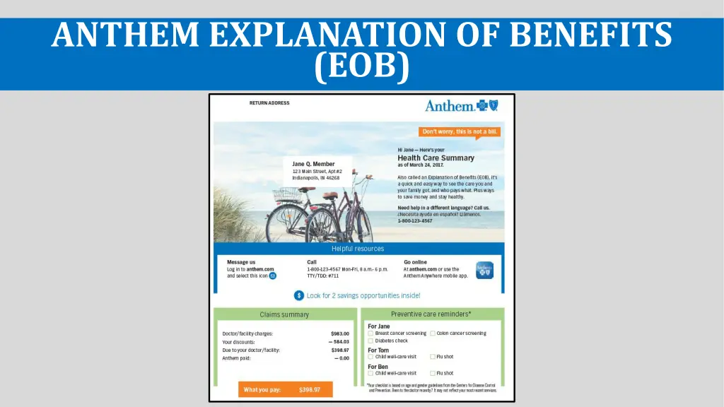 anthem explanation of benefits eob