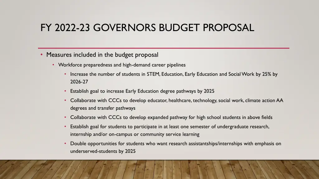 fy 2022 23 governors budget proposal