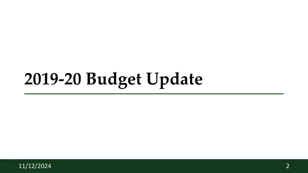 2019 20 budget update