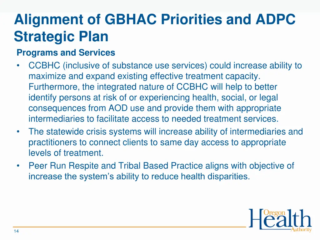 alignment of gbhac priorities and adpc strategic