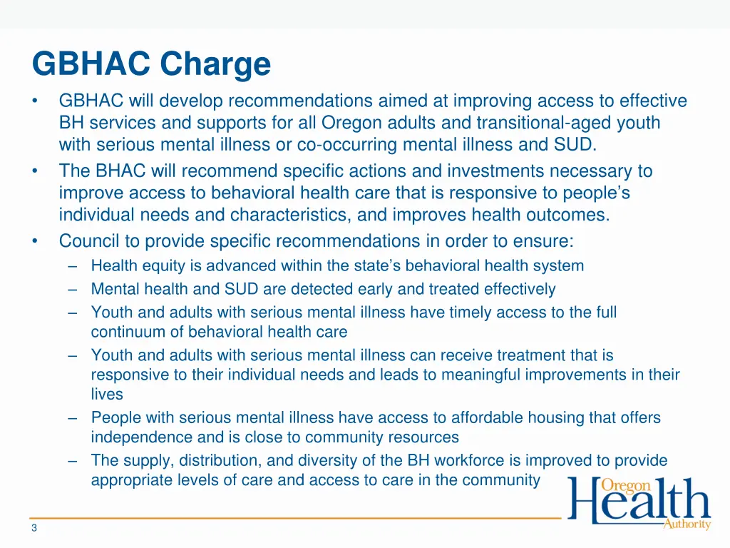 gbhac charge gbhac will develop recommendations