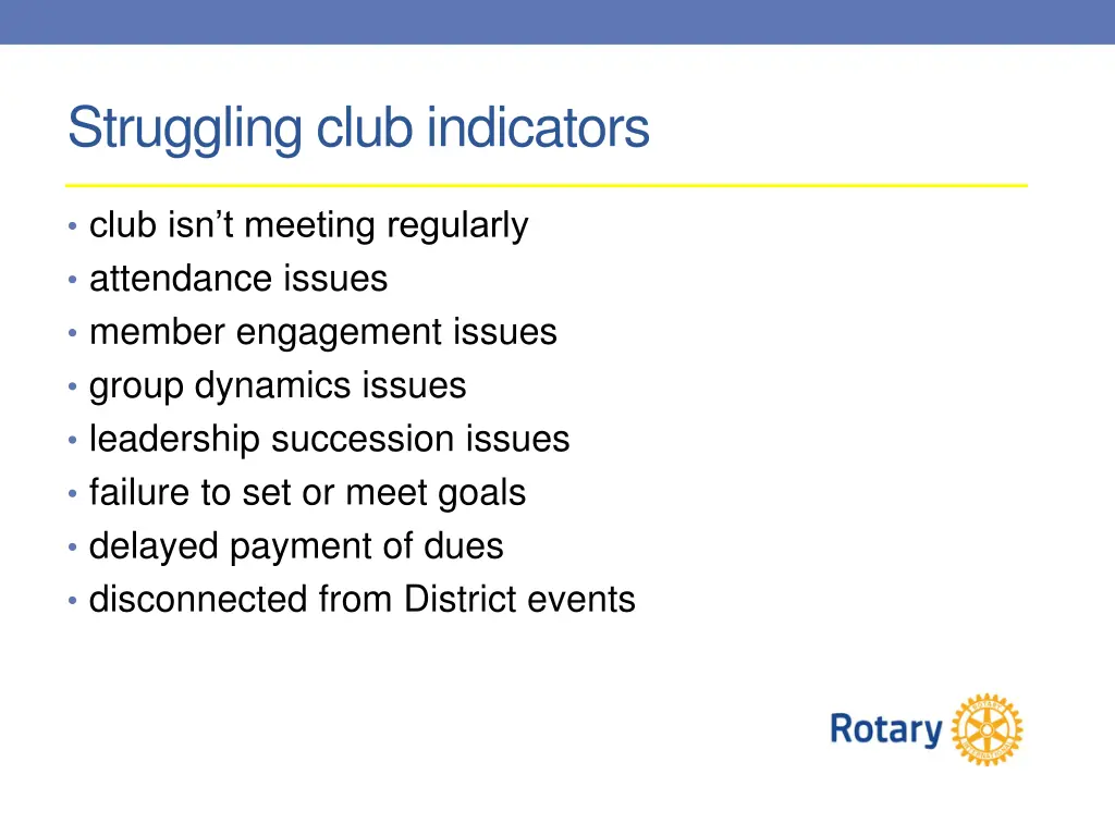 struggling club indicators