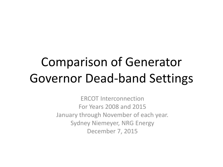 comparison of generator governor dead band