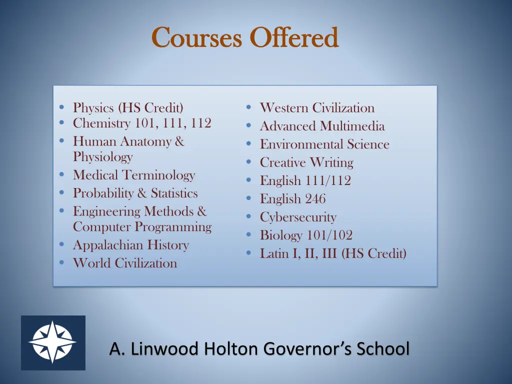 courses offered courses offered