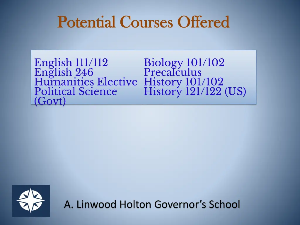 potential courses offered potential courses