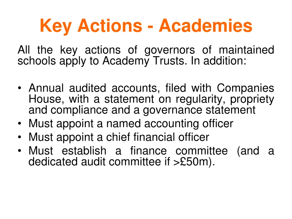 key actions academies