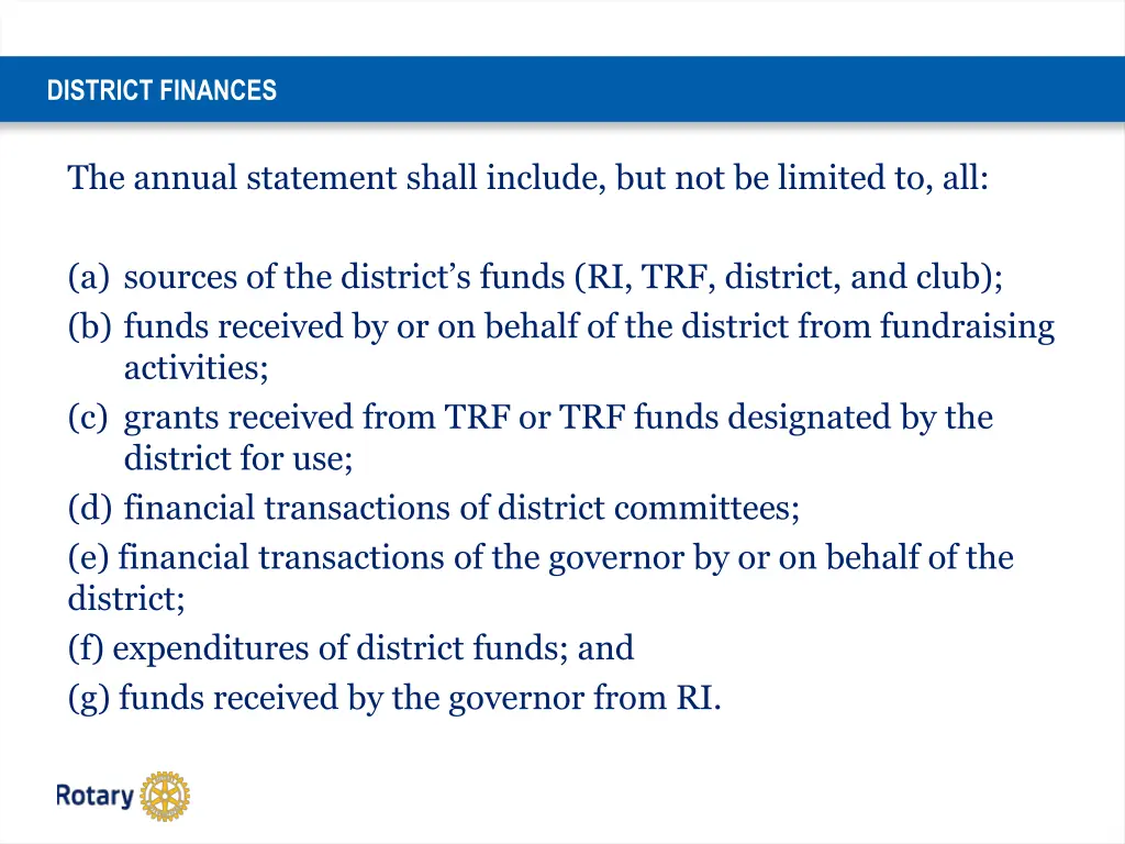 district finances 2