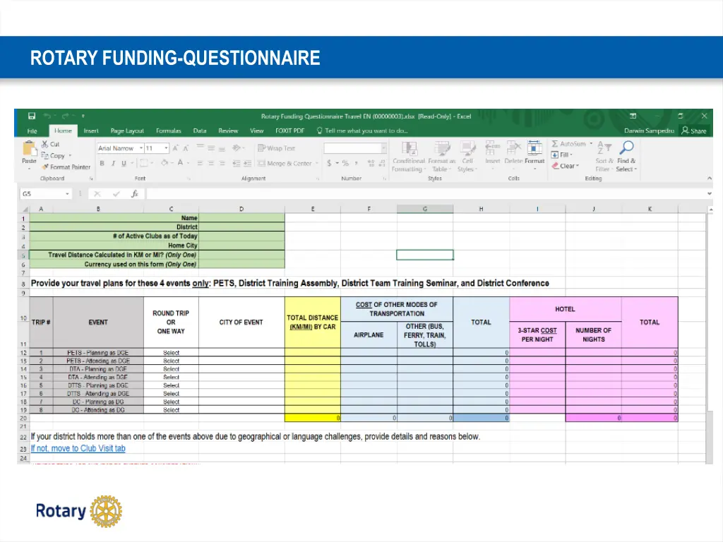 rotary funding questionnaire