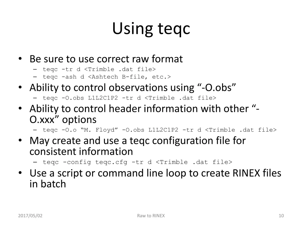 using teqc