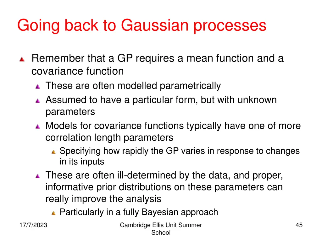 going back to gaussian processes