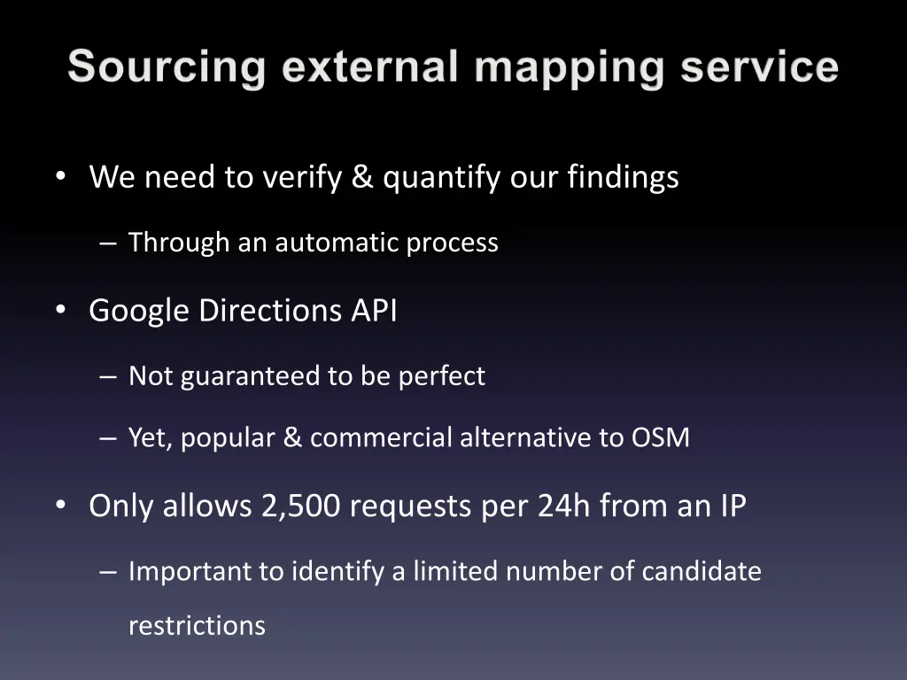 sourcing external mapping service