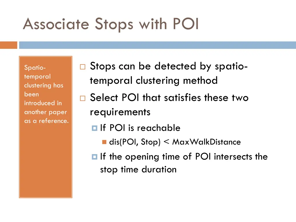 associate stops with poi