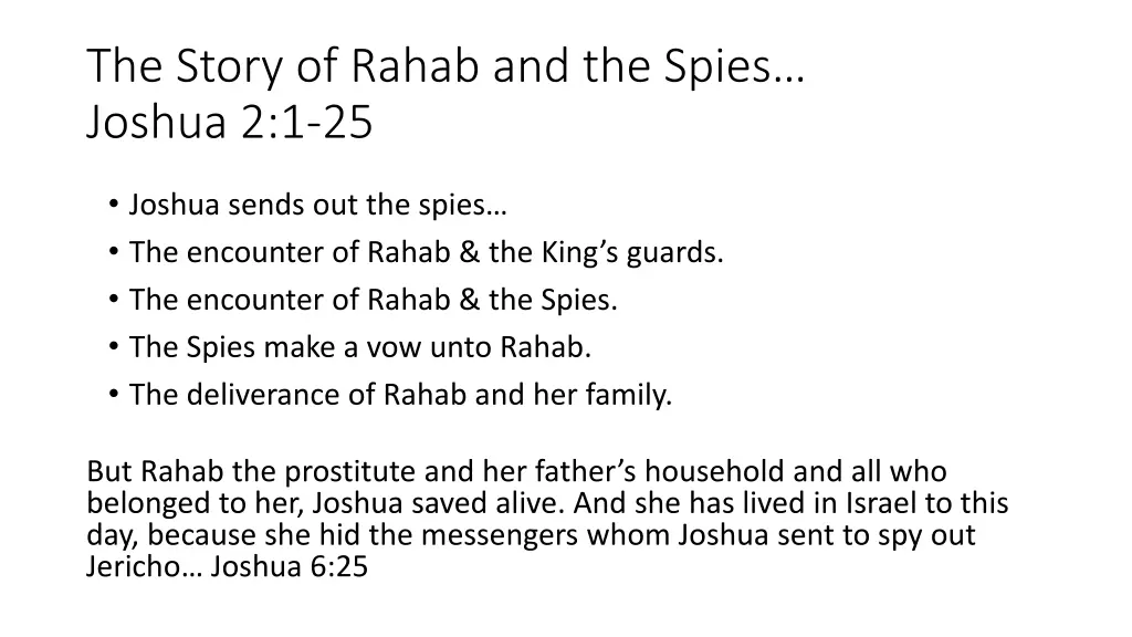 the story of rahab and the spies joshua 2 1 25