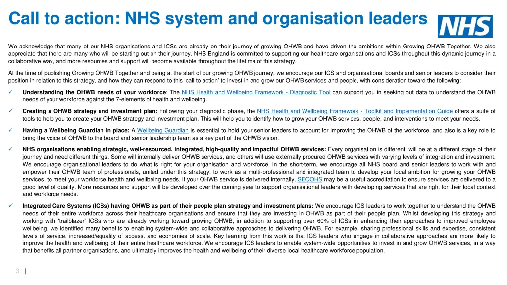 call to action nhs system and organisation leaders