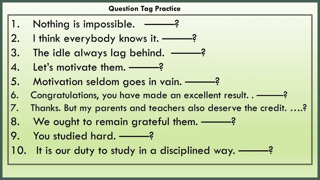 question tag practice 1