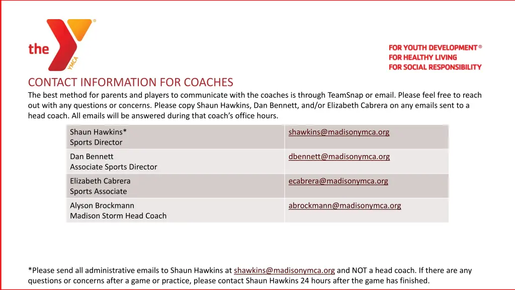 contact information for coaches the best method