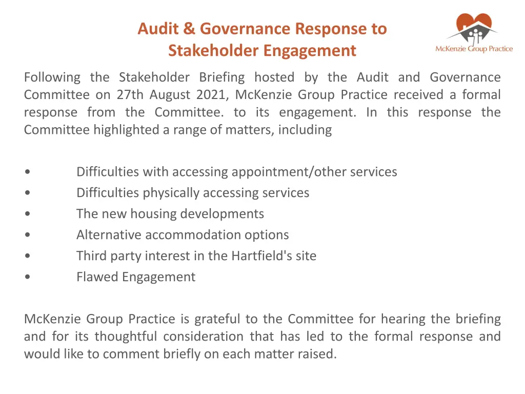 audit governance response to stakeholder