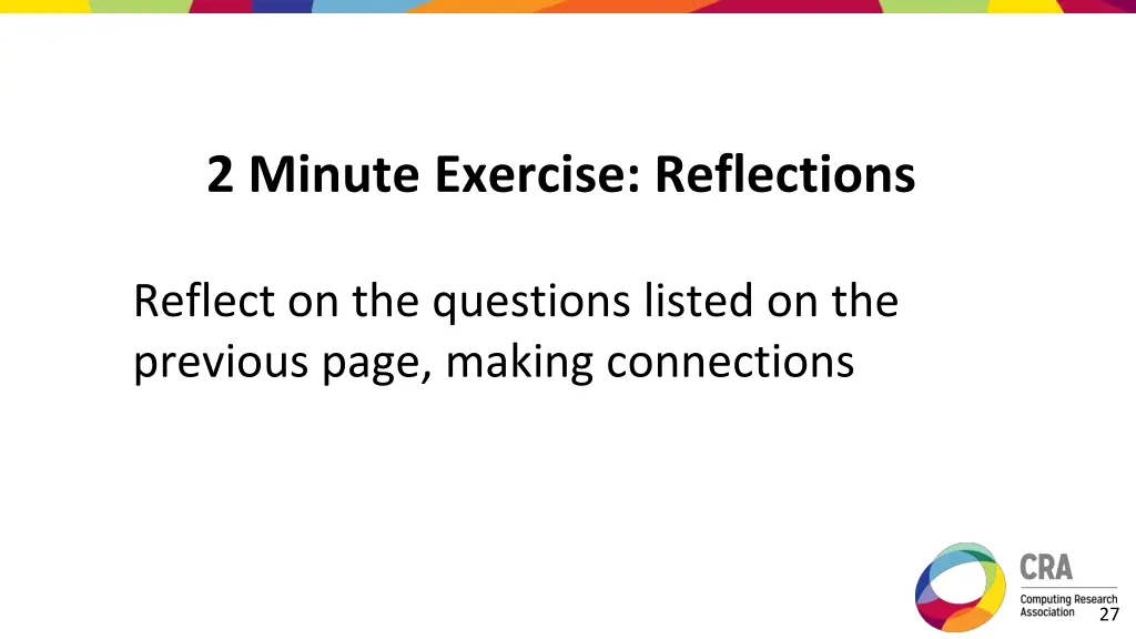 2 minute exercise reflections