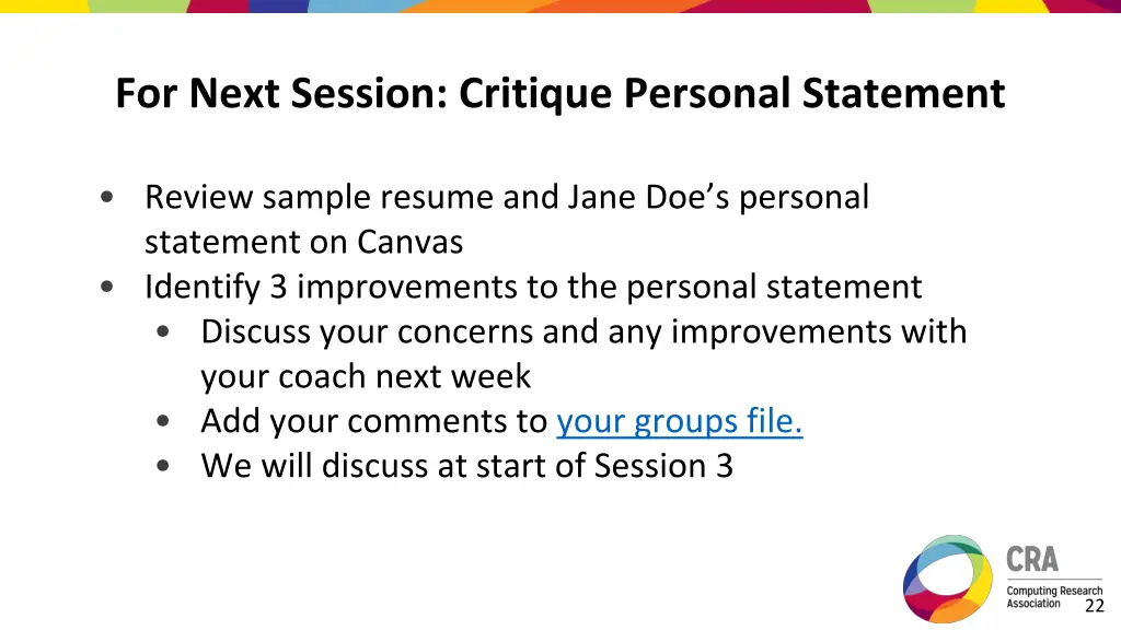 for next session critique personal statement