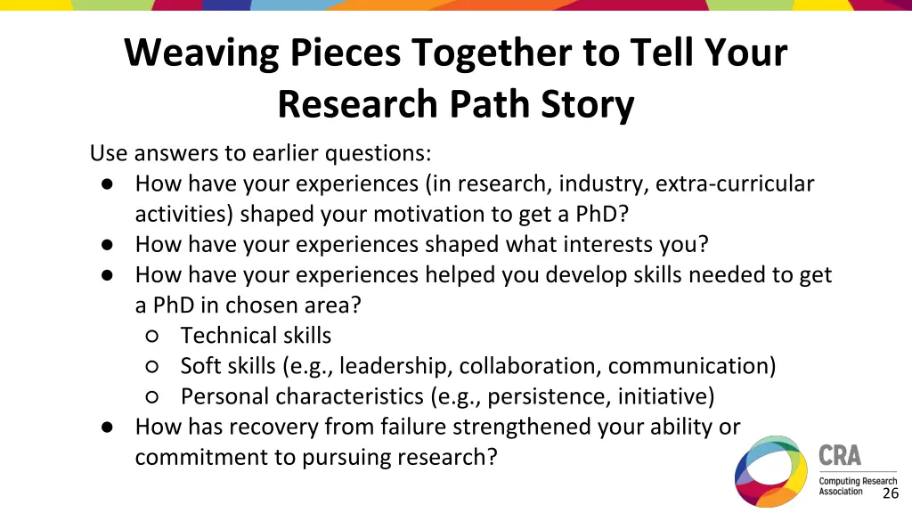 weaving pieces together to tell your research