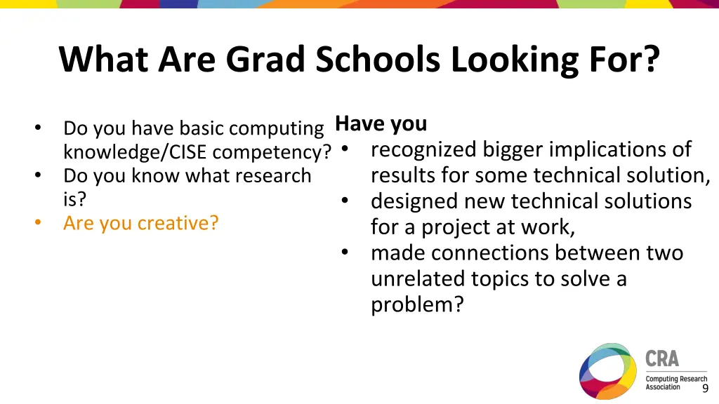 what are grad schools looking for 2