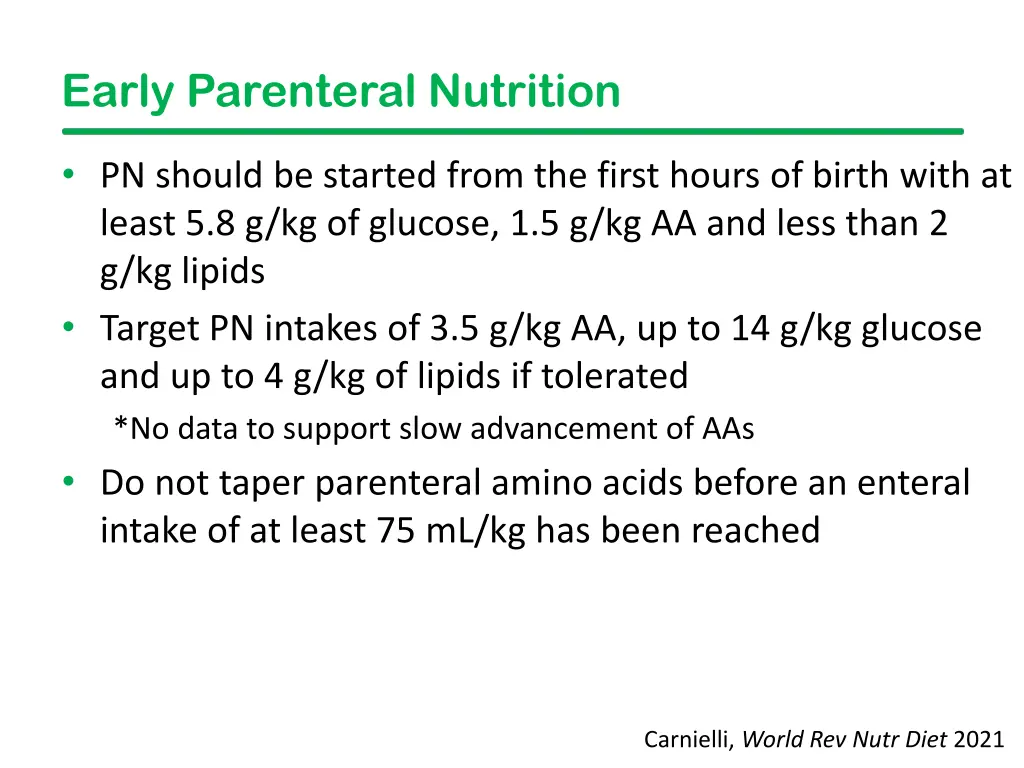 early parenteral nutrition