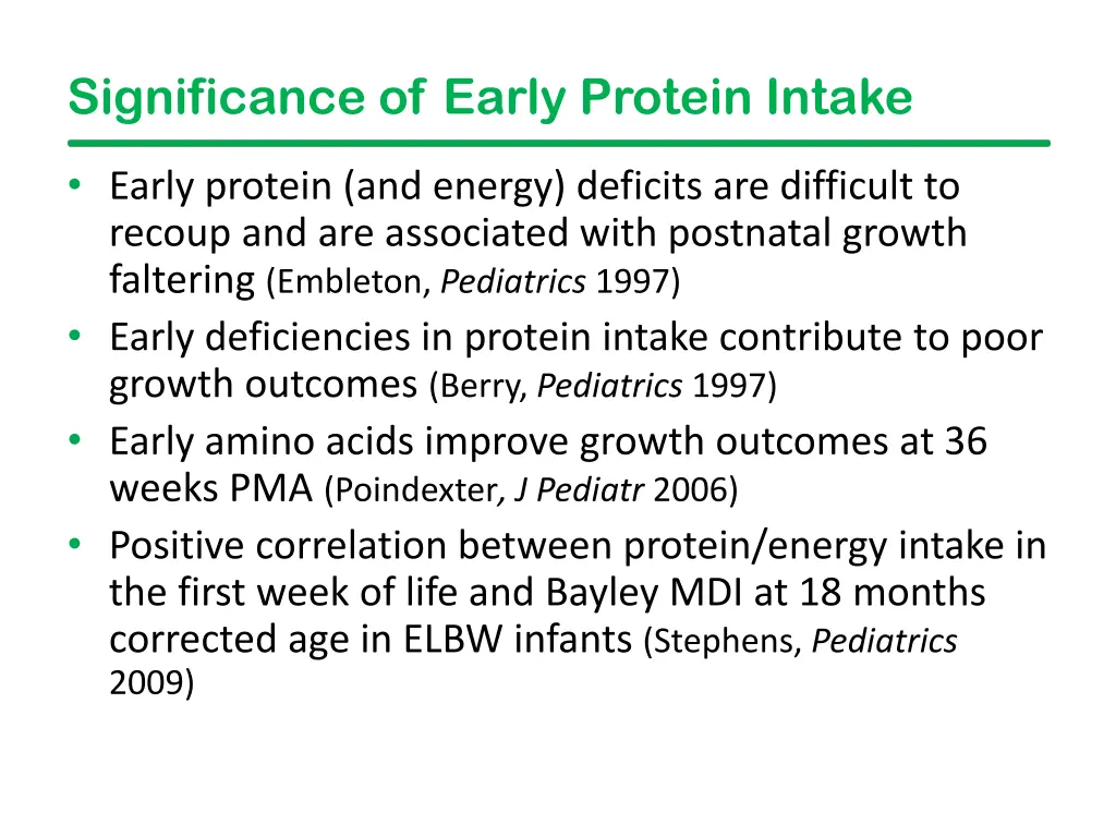 significance of early protein intake