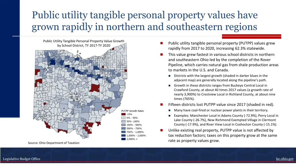 public utility tangible personal property values