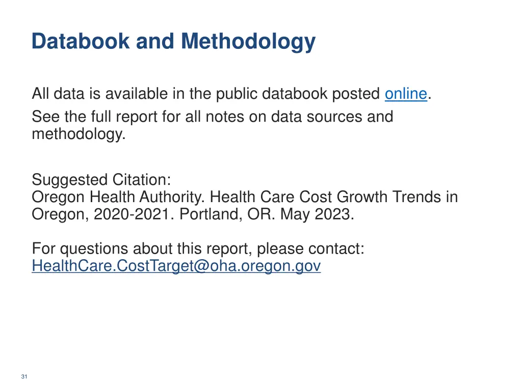 databook and methodology