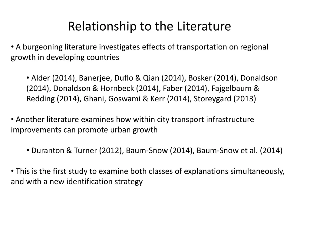 relationship to the literature