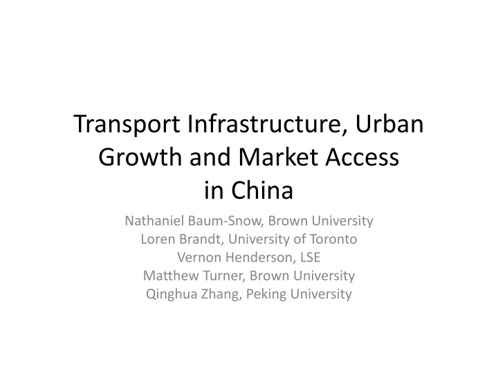 transport infrastructure urban growth and market