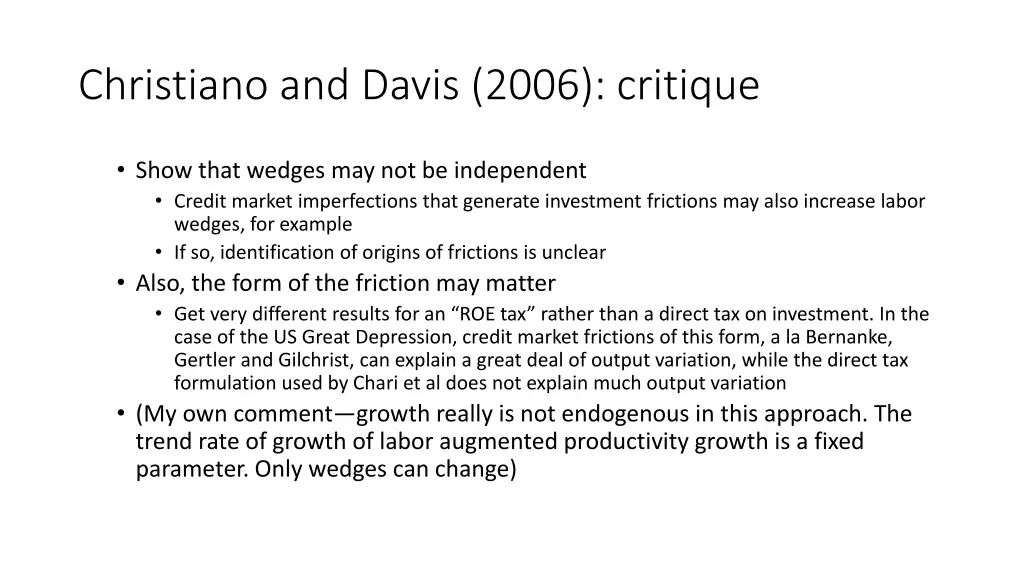 christiano and davis 2006 critique