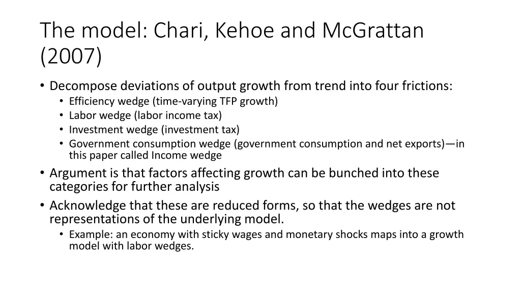 the model chari kehoe and mcgrattan 2007