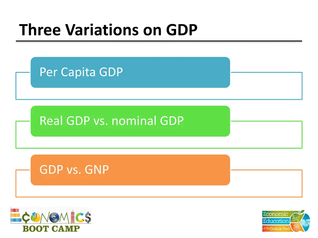 three variations on gdp