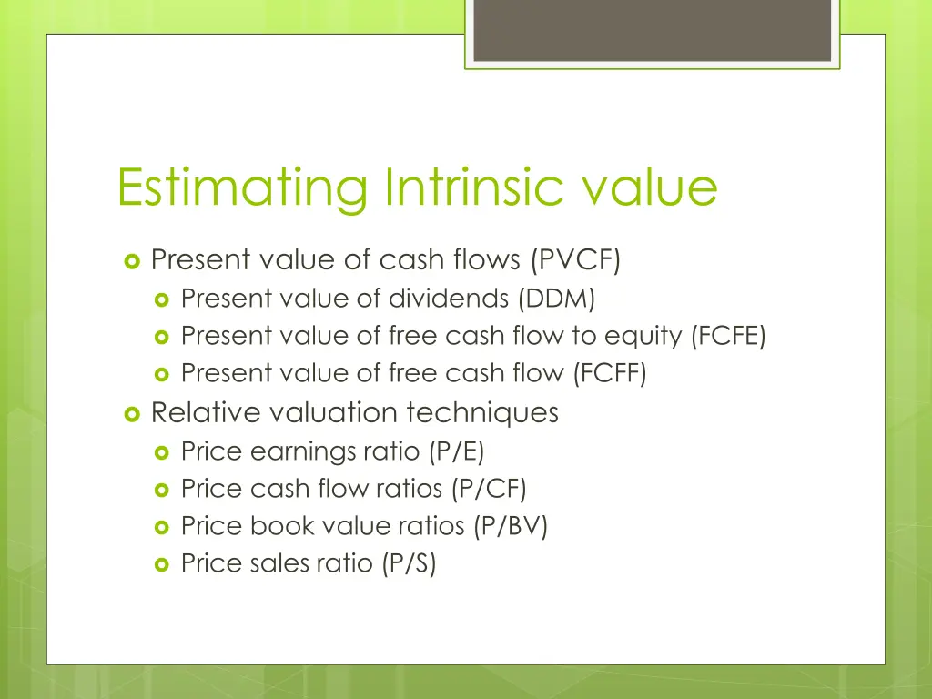 estimating intrinsic value