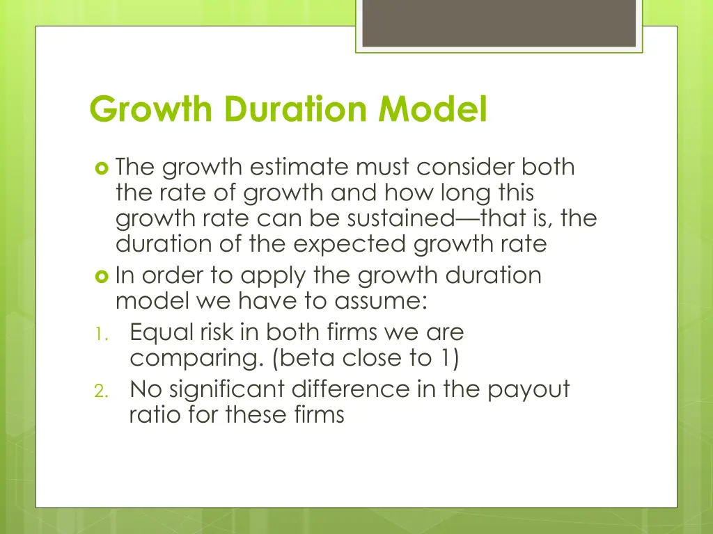 growth duration model 1