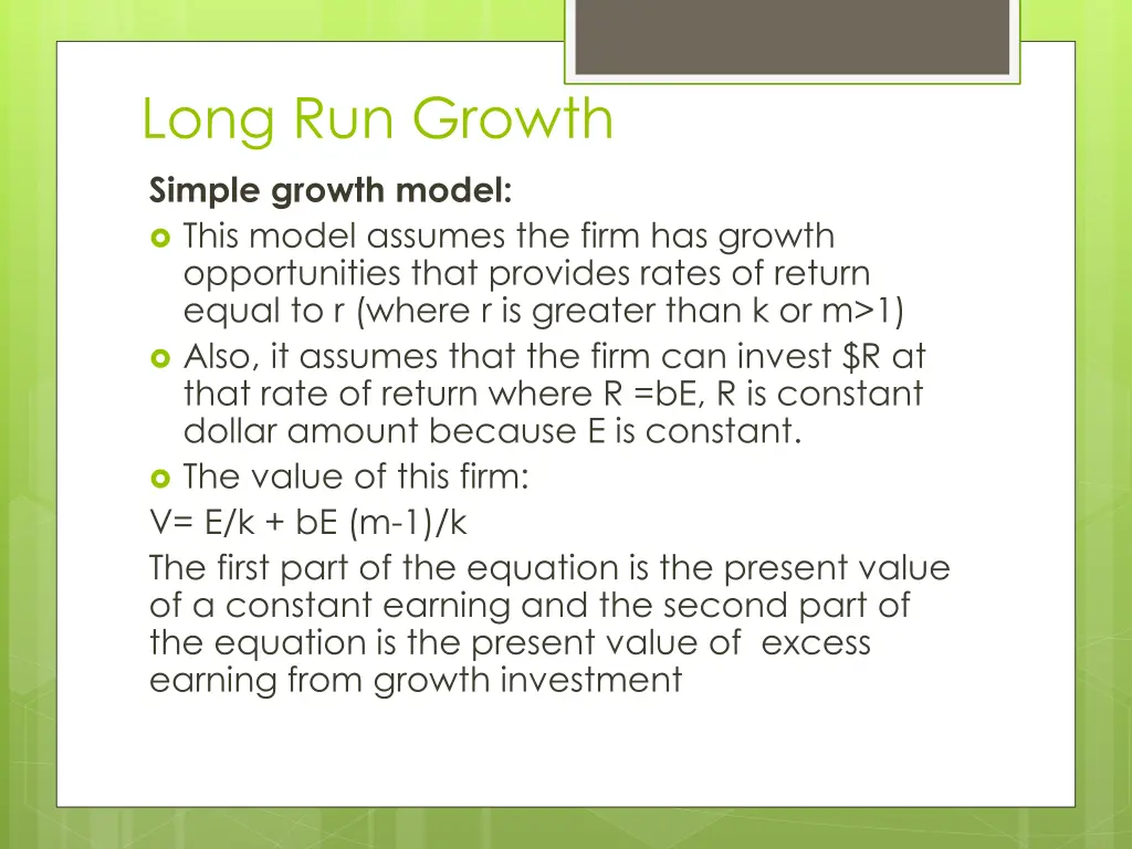 long run growth simple growth model this model