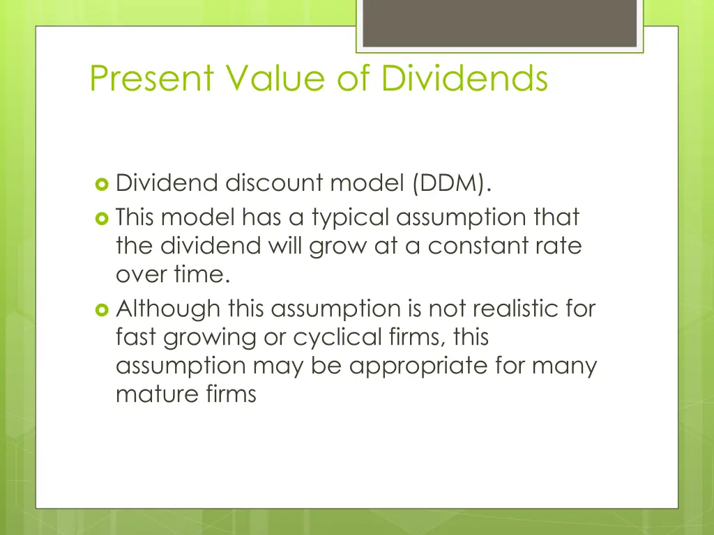 present value of dividends