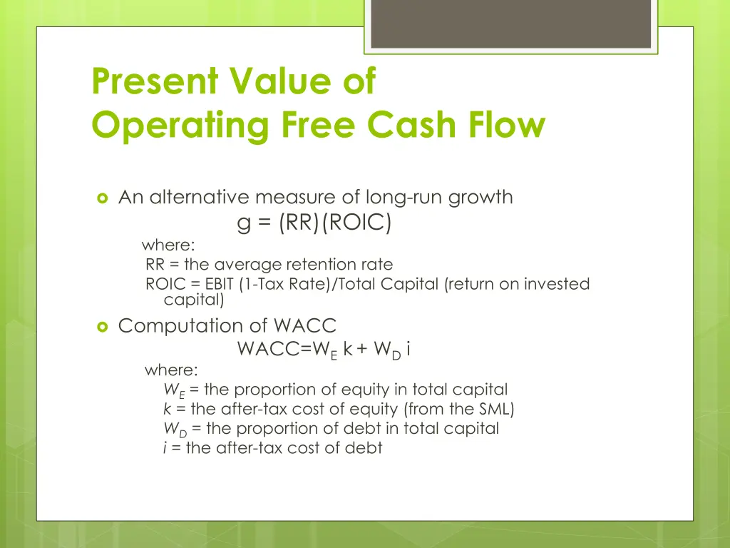 present value of operating free cash flow 1