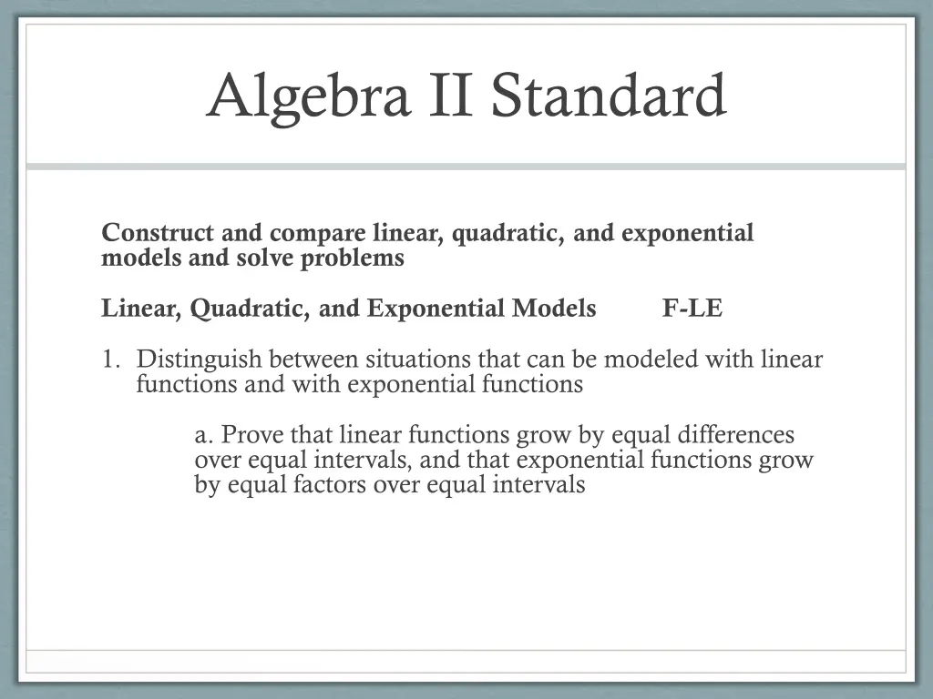 algebra ii standard