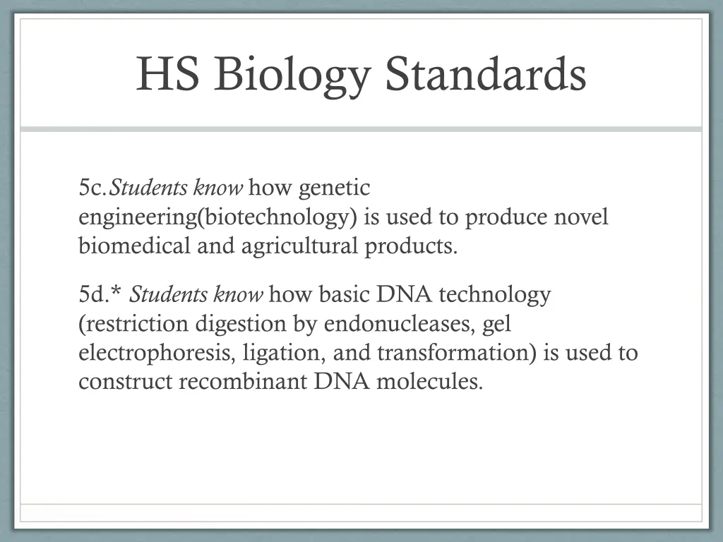 hs biology standards